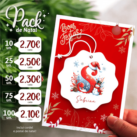 PACK - Bola de Natal Personalizada com Inicial - Boneco de Neve - Laser Madeira