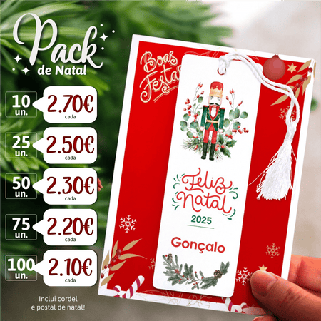 PACK - Marcador de Livro Personalizado - Soldado de Natal - Laser Madeira