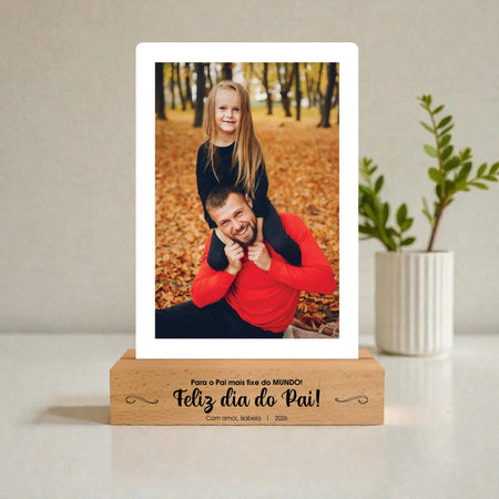 Placa Dia do Pai com Fotografia a Cores - Laser Madeira
