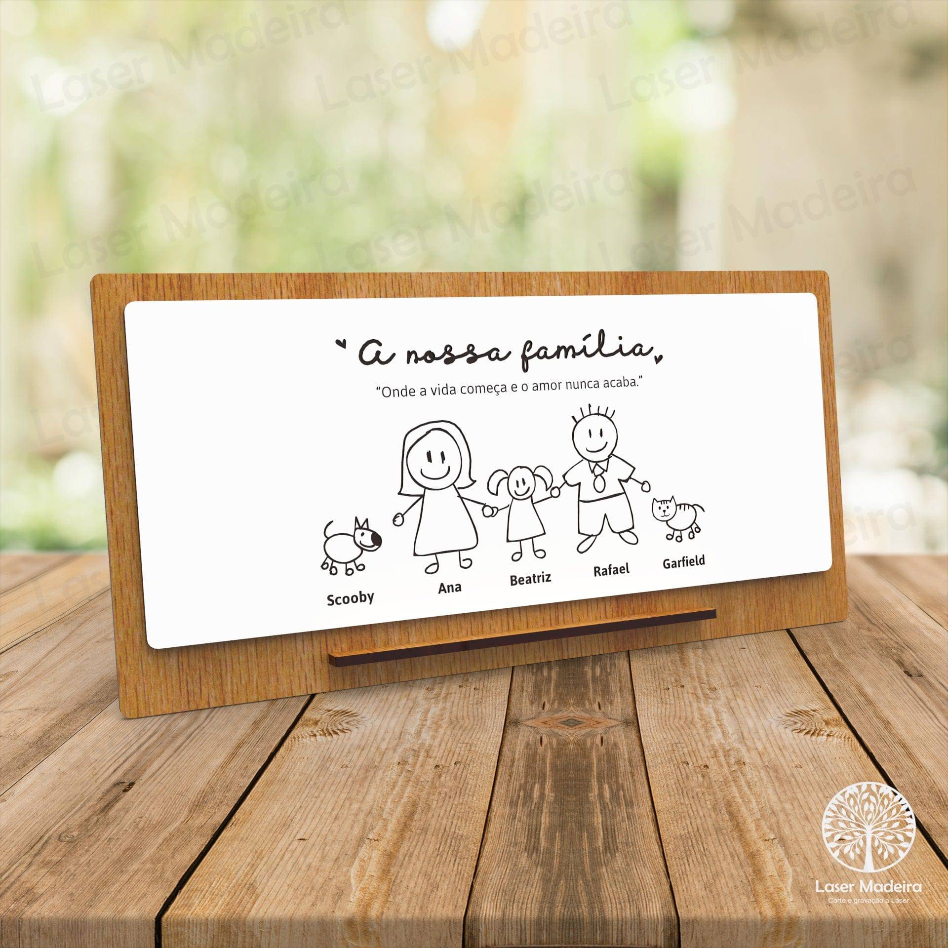 Placa Família (25cm) - Laser Madeira