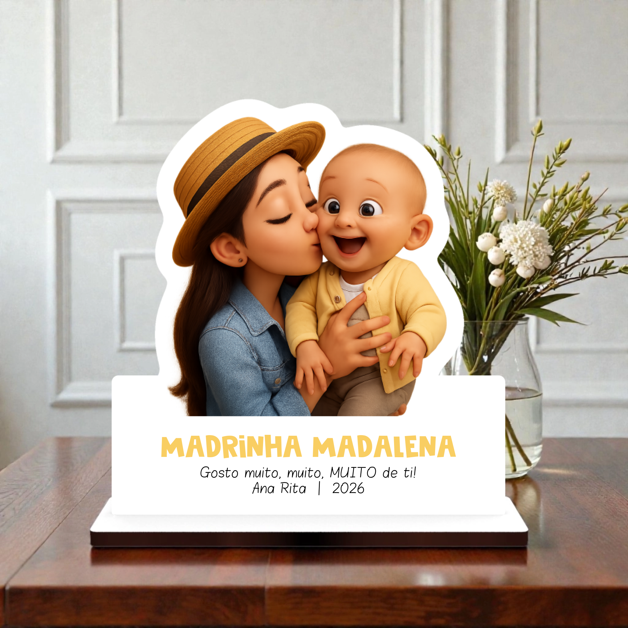 Placa Personalizada com Cartoon (até 19cm) - Laser Madeira