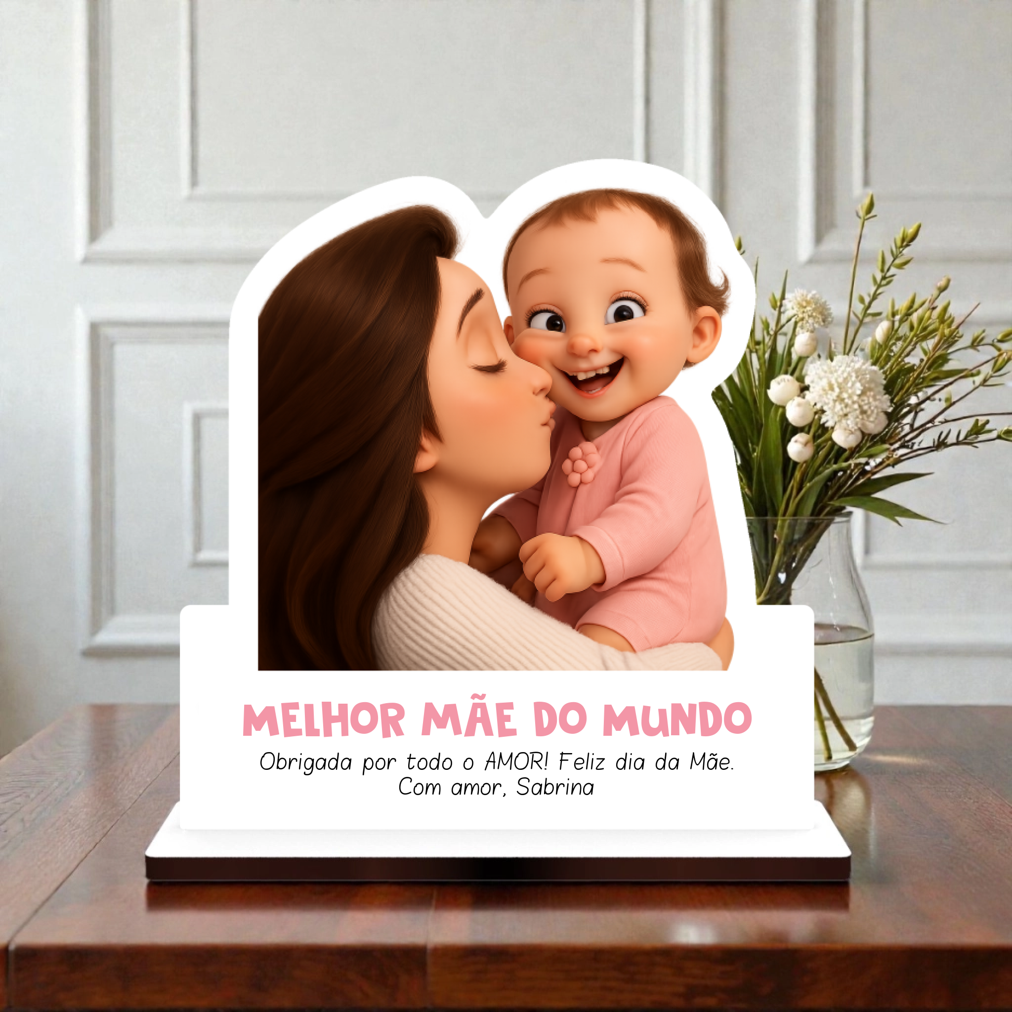 Placa Personalizada com Cartoon (até 19cm) - Laser Madeira