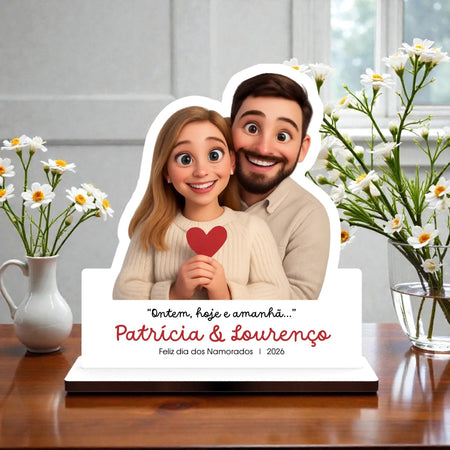 Placa Personalizada com Cartoon - Dia dos Namorados (até 19cm) - Laser Madeira