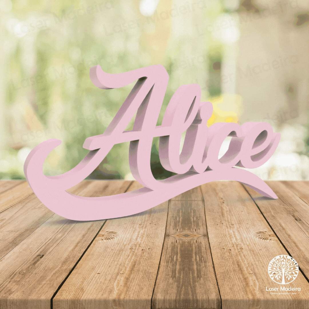 Placa Personalizada com Nome em 3D (25cm) - Modelo 2 - Laser Madeira