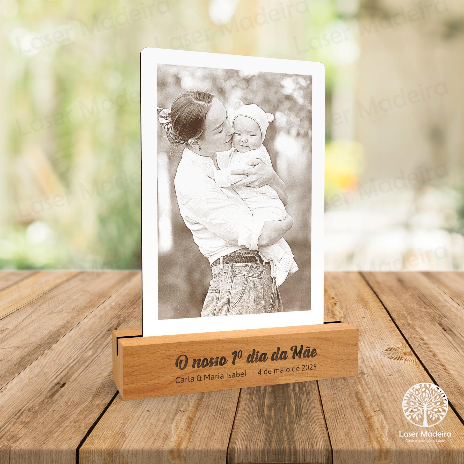 Placa Personalizada Dia da Mãe com Fotogravação - Laser Madeira