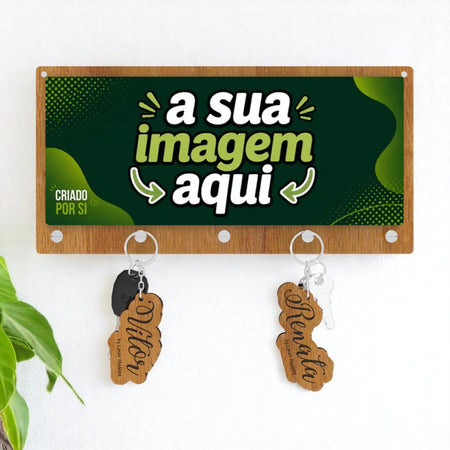 Placa Porta Chaves com a sua Arte - Laser Madeira