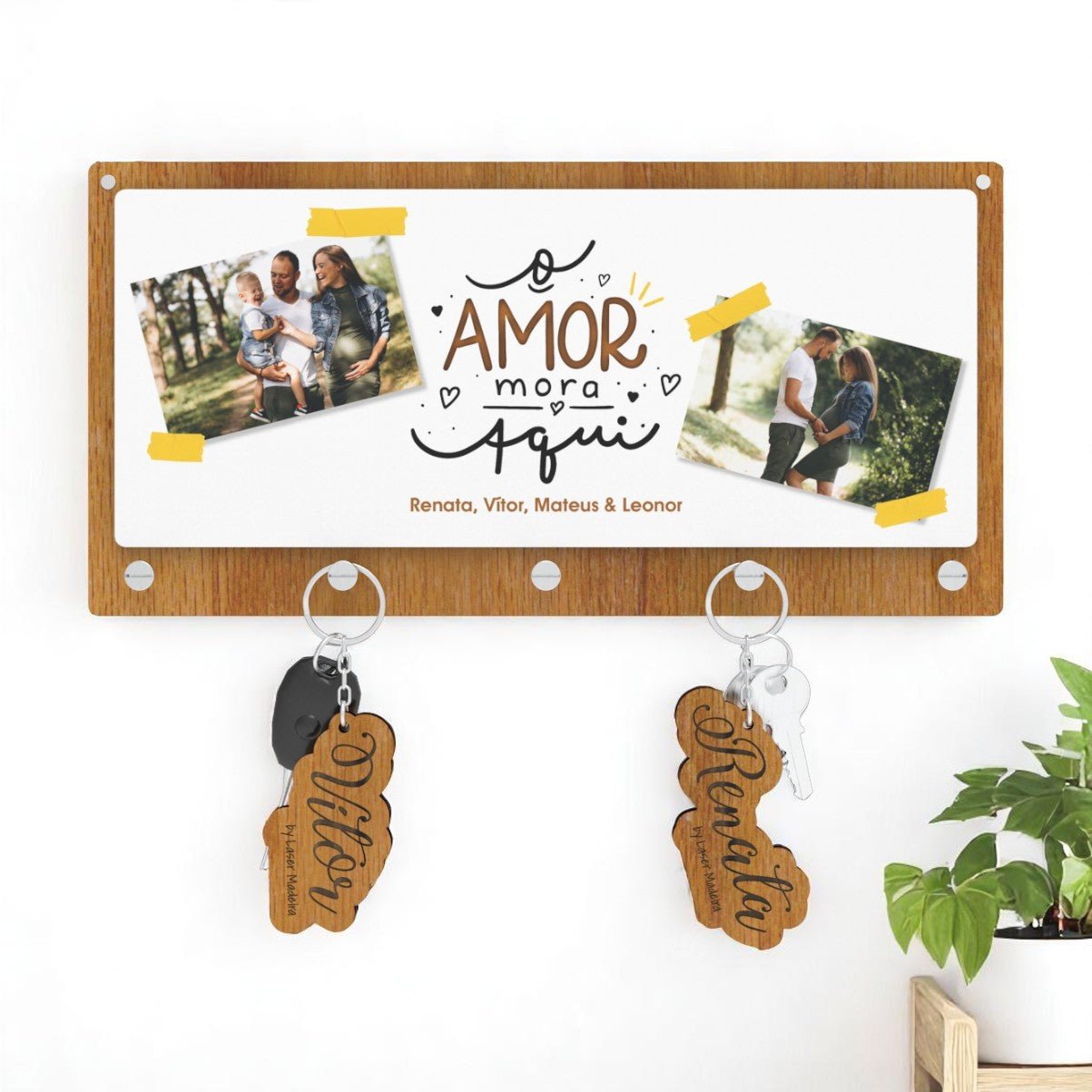 Placa Porta - Chaves com Fotografia - Modelo 2 - Laser Madeira