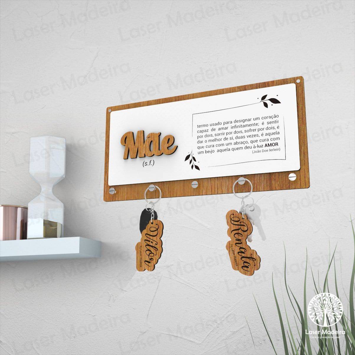 Placa Porta - Chaves - Modelo Mãe - Laser Madeira