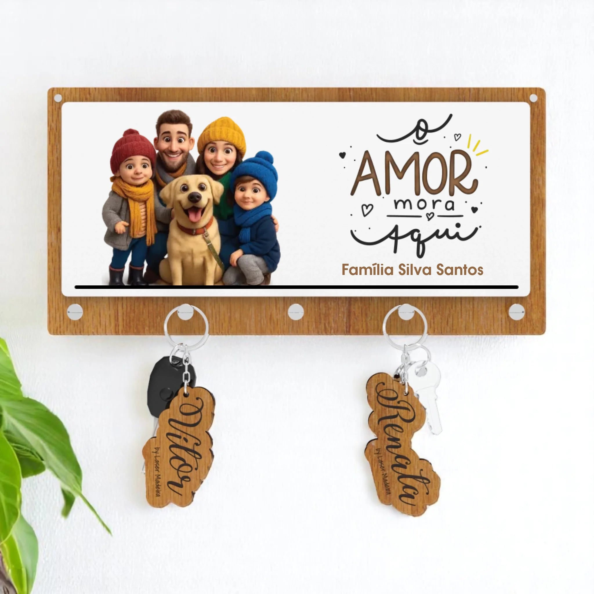 Placa Porta - Chaves Personalizada com Cartoon - Laser Madeira