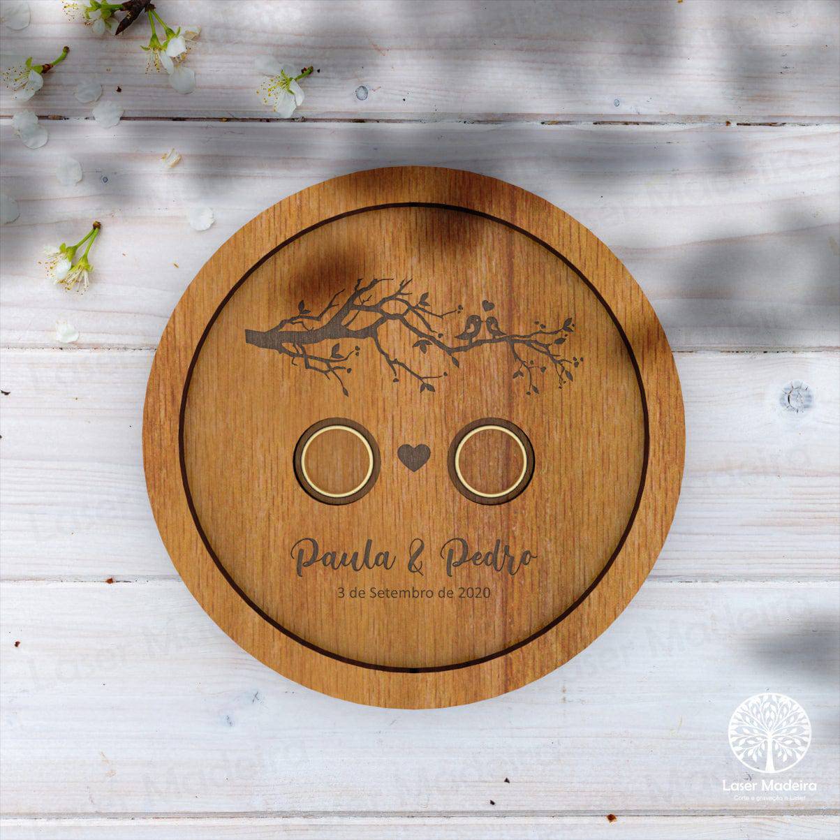 Porta Alianças Circulo - Modelo 1 - Laser Madeira