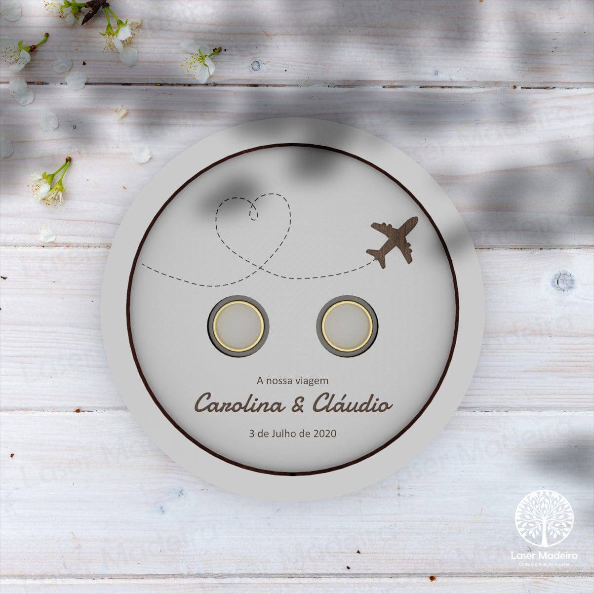 Porta Alianças Circulo - Modelo 2 - Laser Madeira