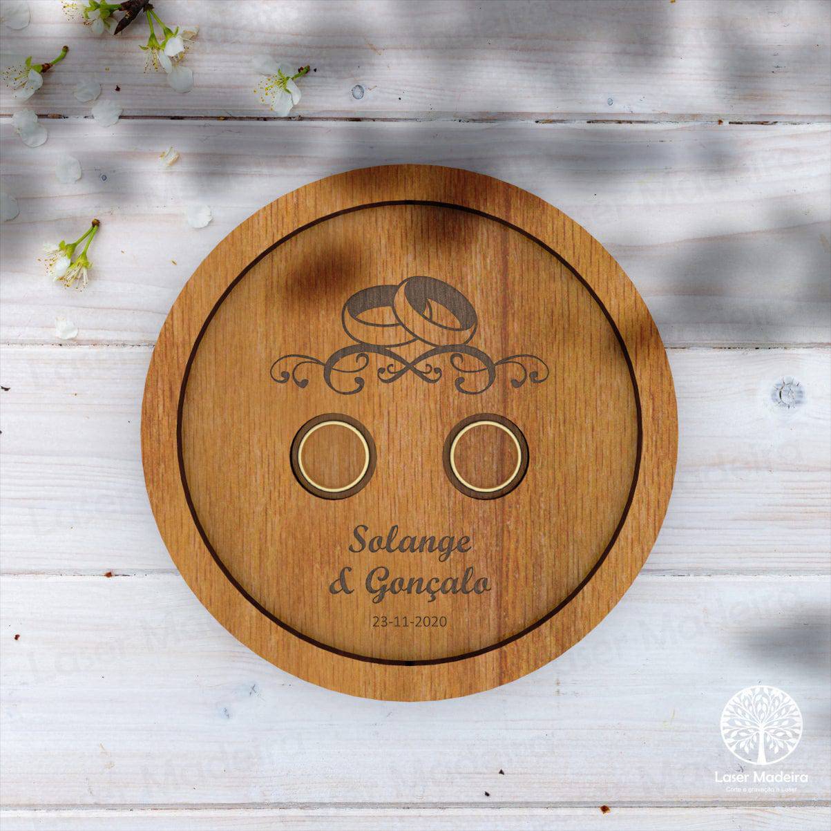 Porta Alianças Circulo - Modelo 4 - Laser Madeira
