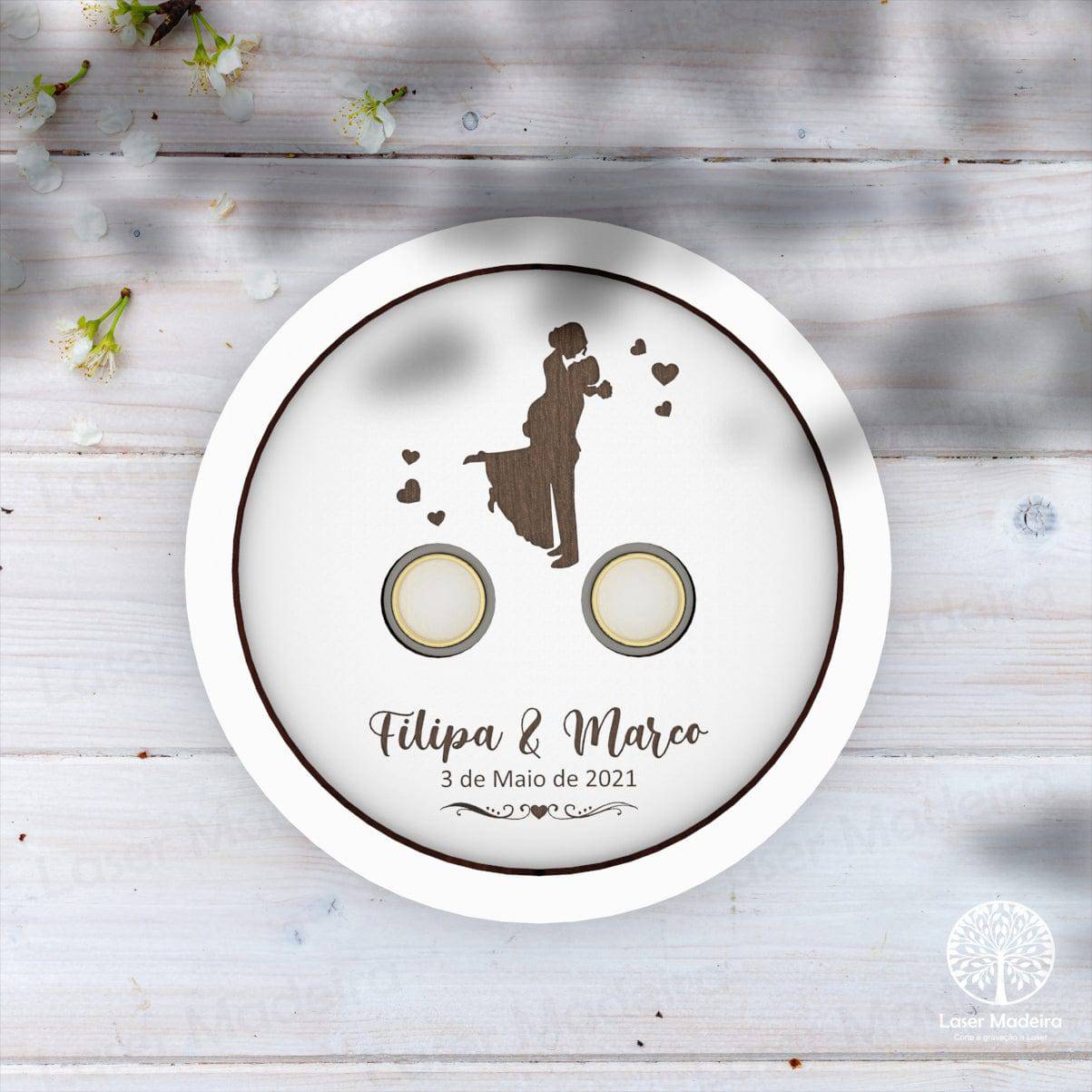 Porta Alianças Circulo - Modelo 6 - Laser Madeira
