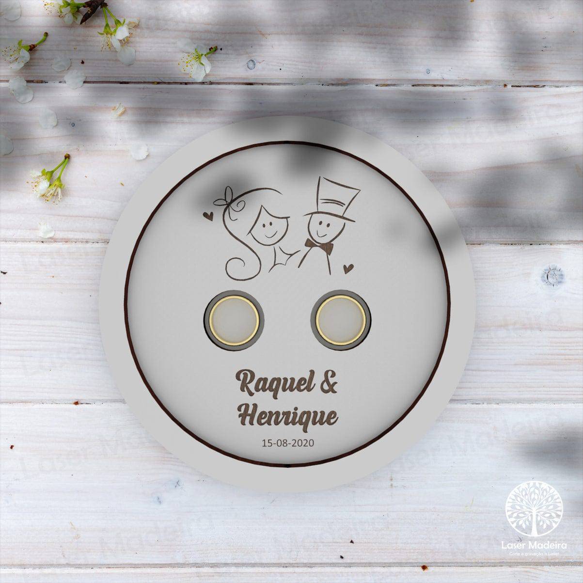 Porta Alianças Circulo - Modelo 7 - Laser Madeira