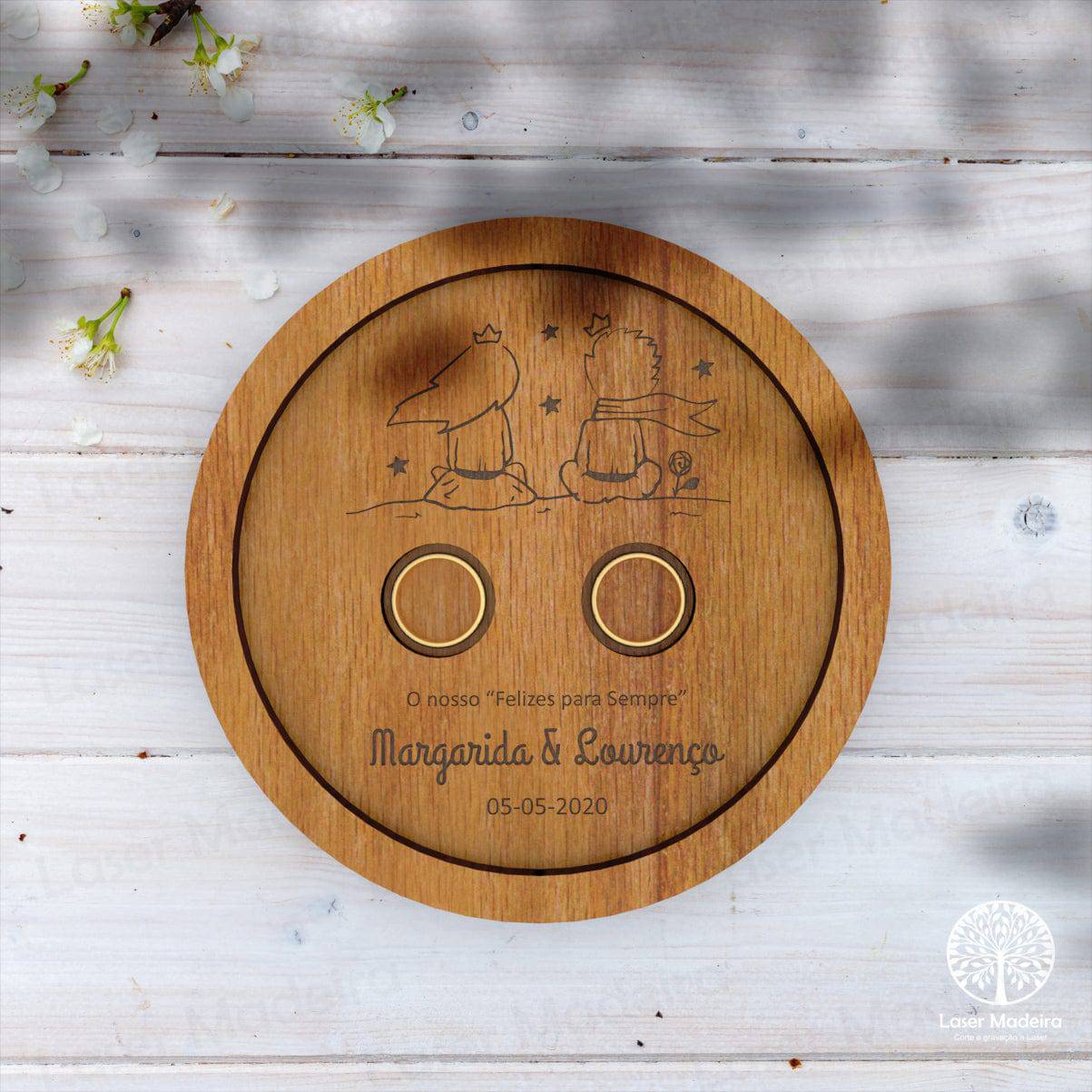 Porta Alianças Circulo - Modelo 8 - Laser Madeira