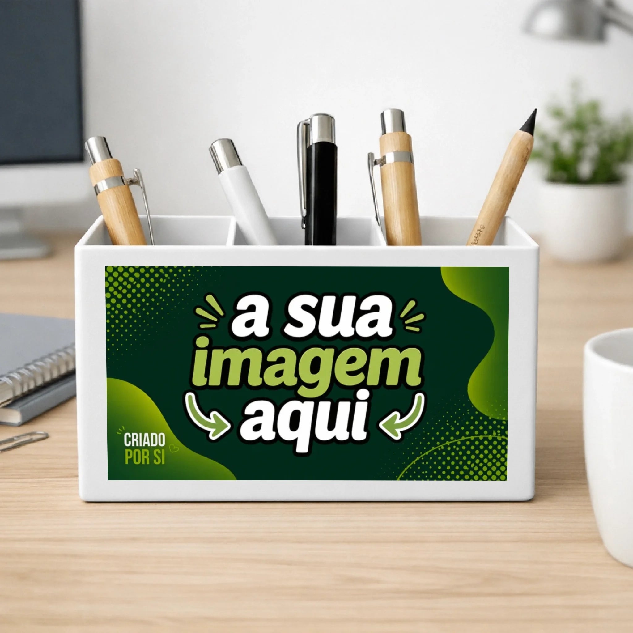 Porta Lápis Personalizado com a Sua Arte | Pré-visualização em Tempo Real - Laser Madeira