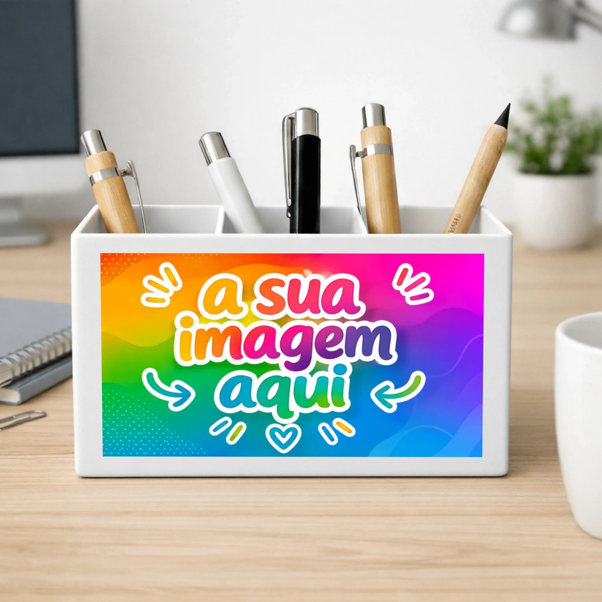 Porta Lápis Personalizado com a Sua Arte | Pré-visualização em Tempo Real - Laser Madeira
