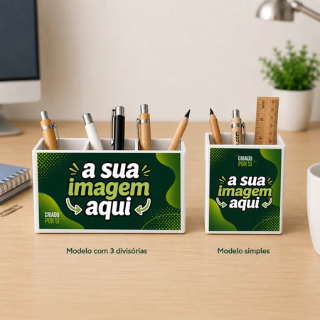 Porta Lápis Personalizado com a Sua Arte | Pré-visualização em Tempo Real - Laser Madeira