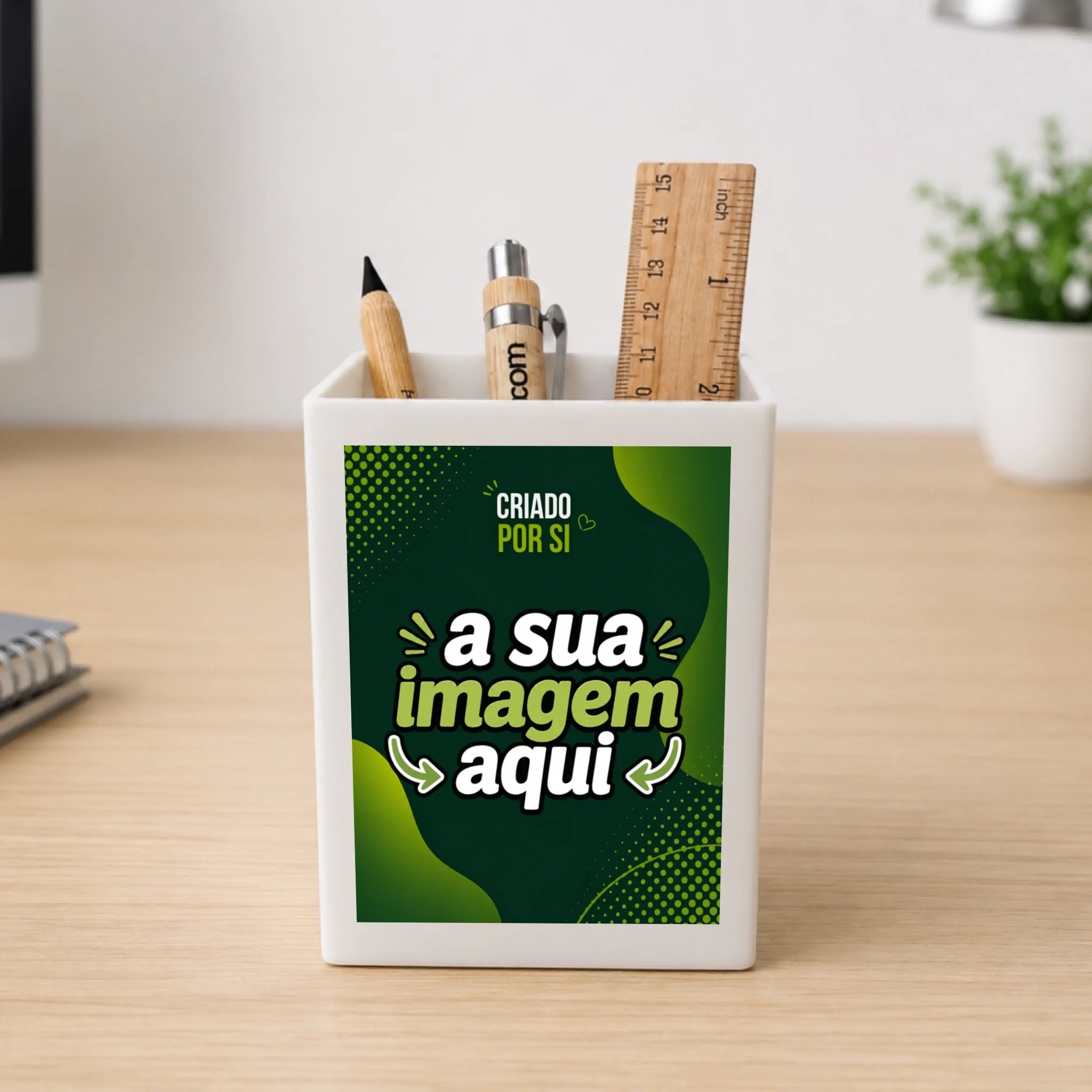 Porta Lápis Personalizado com a Sua Arte | Pré-visualização em Tempo Real - Laser Madeira