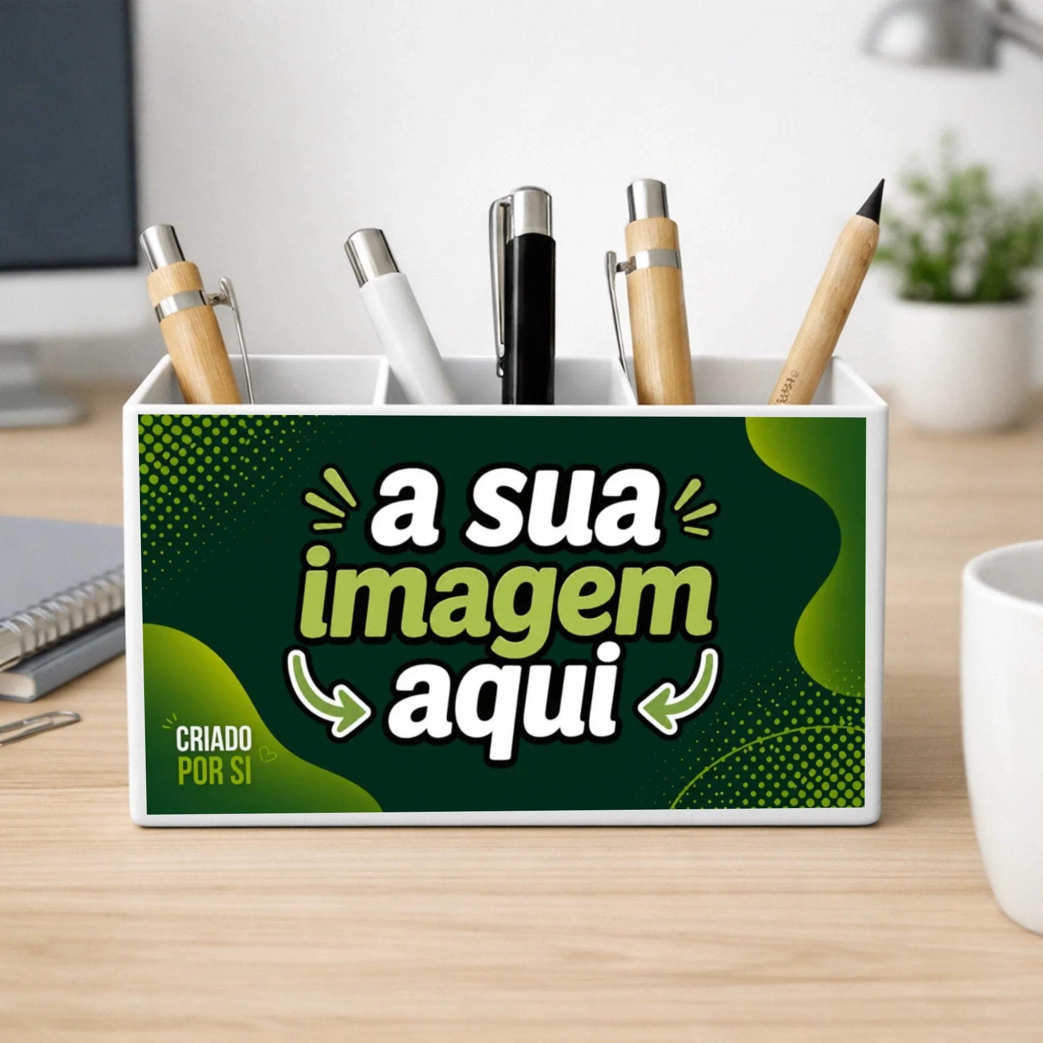 Porta Lápis Personalizado com a Sua Arte | Pré-visualização em Tempo Real - Laser Madeira