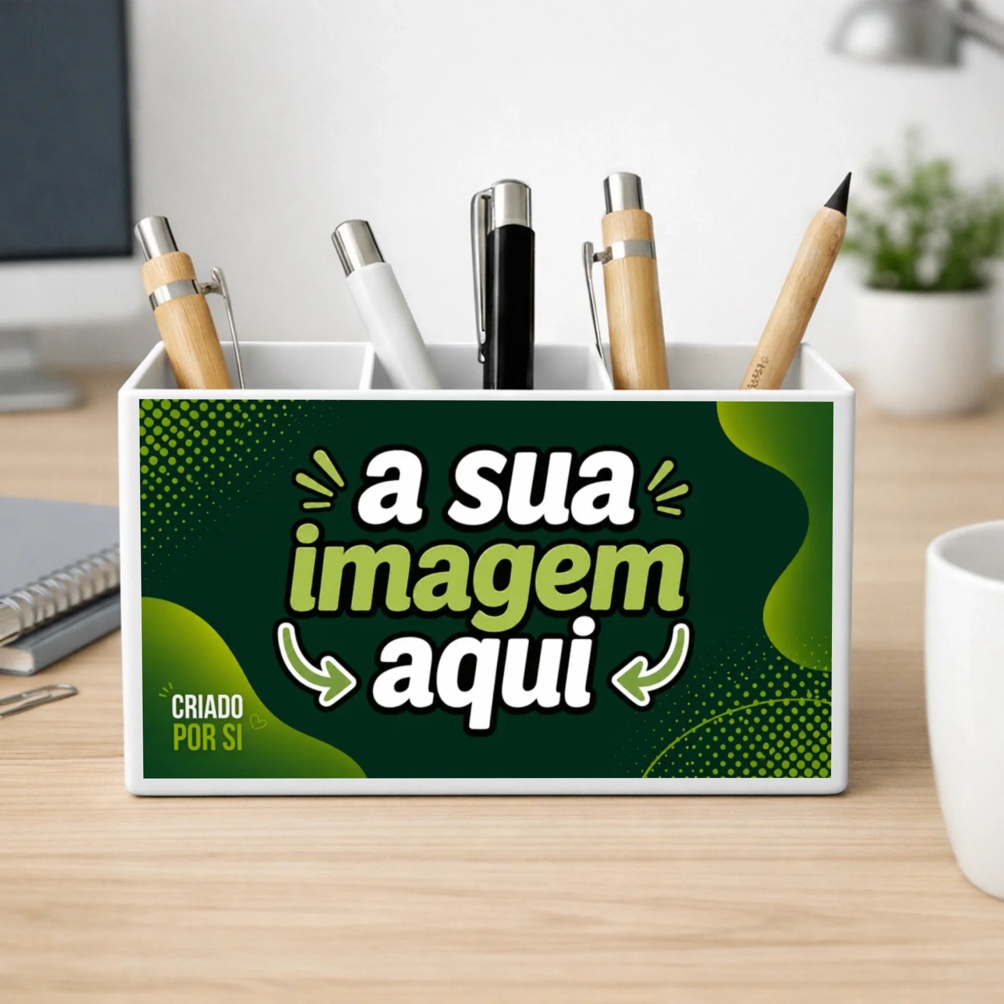 Porta Lápis Personalizado com a Sua Arte | Pré-visualização em Tempo Real - Laser Madeira