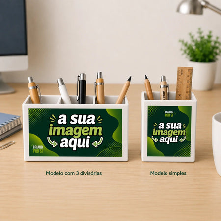 Porta Lápis Personalizado com a Sua Arte | Pré-visualização em Tempo Real - Laser Madeira