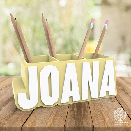 Porta - Lápis Personalizado com Nome em 3D - Laser Madeira