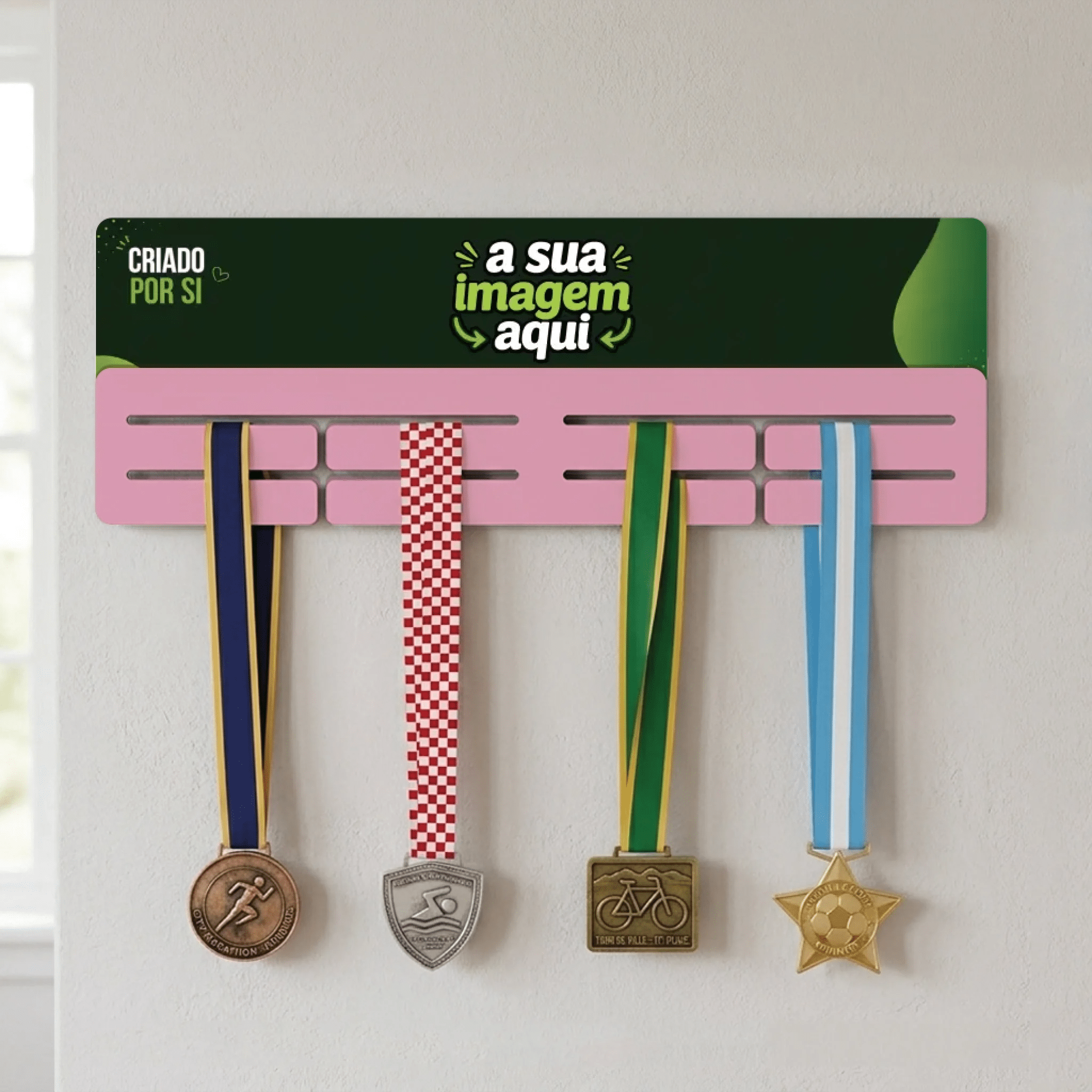 Porta-Medalhas Personalizado com a Sua Imagem - Laser Madeira