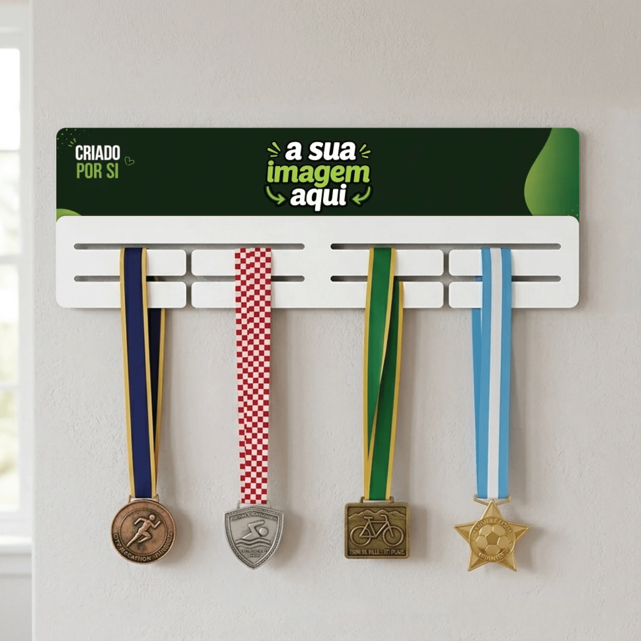Porta-Medalhas Personalizado com a Sua Imagem - Laser Madeira