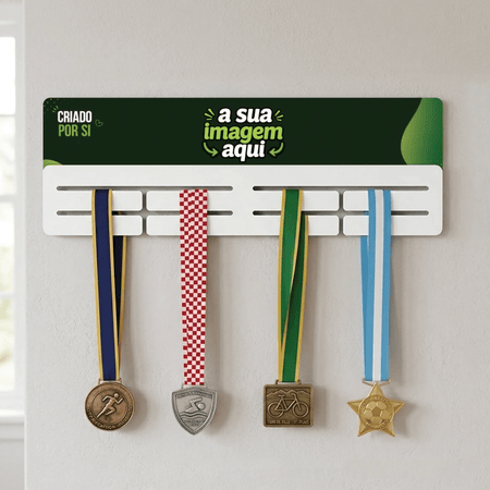 Porta-Medalhas Personalizado com a Sua Imagem - Laser Madeira