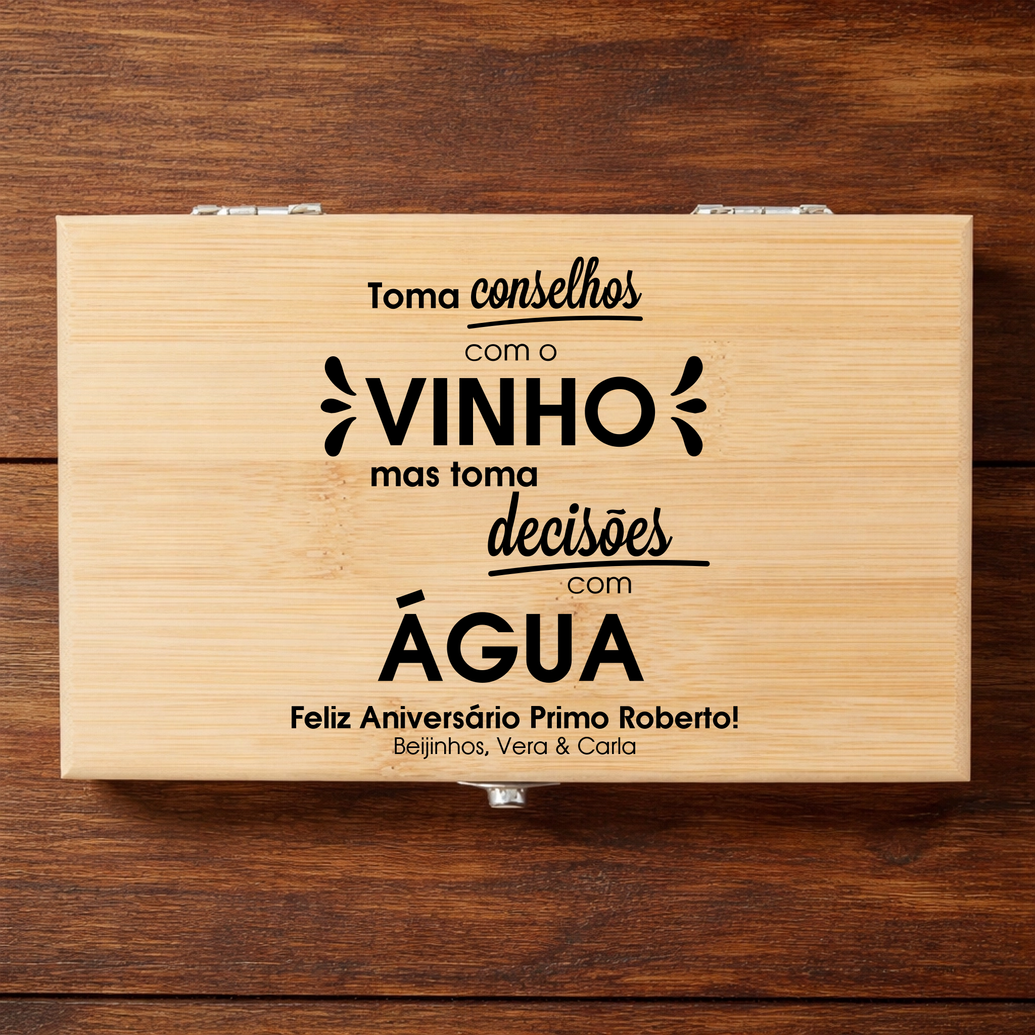 Set de Vinho em Bambu com Utensílios (vários modelos disponíveis) - Laser Madeira