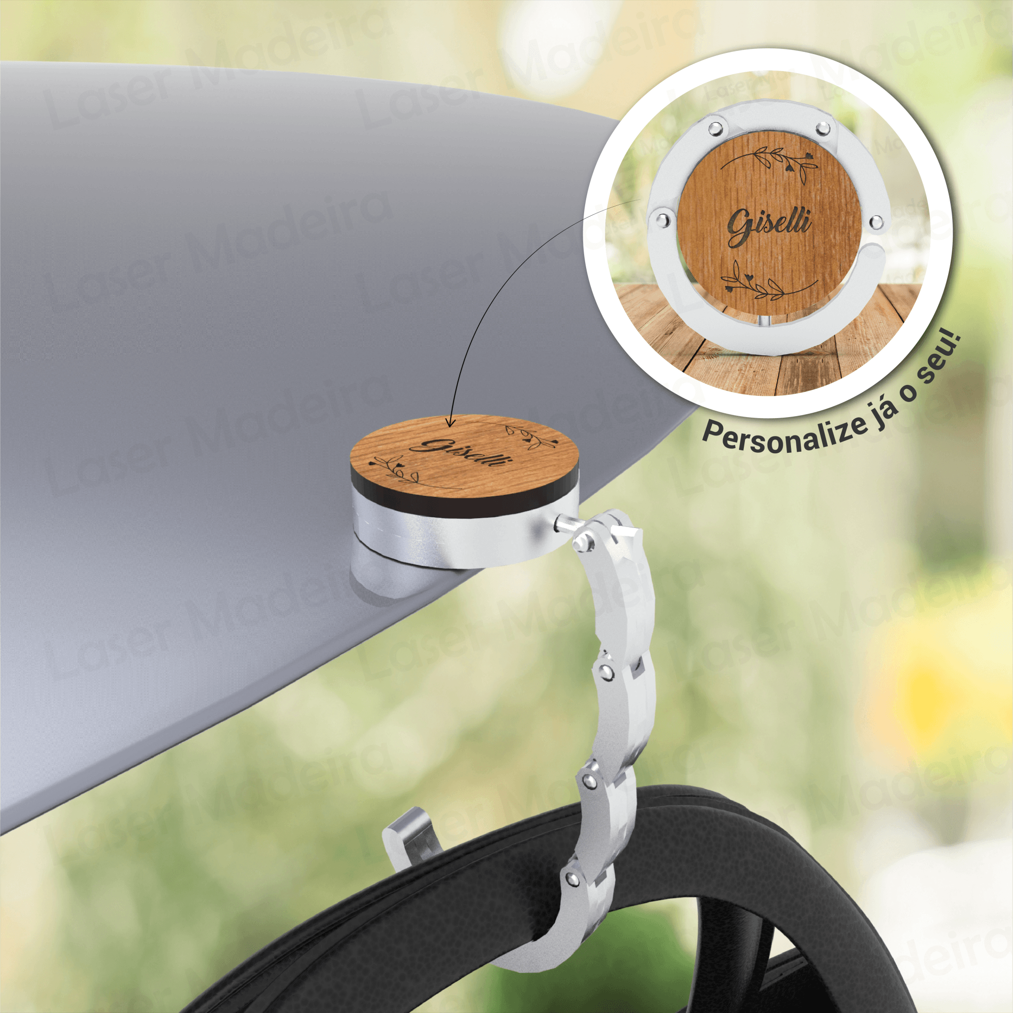 Suporte para Mala - Nome - Laser Madeira