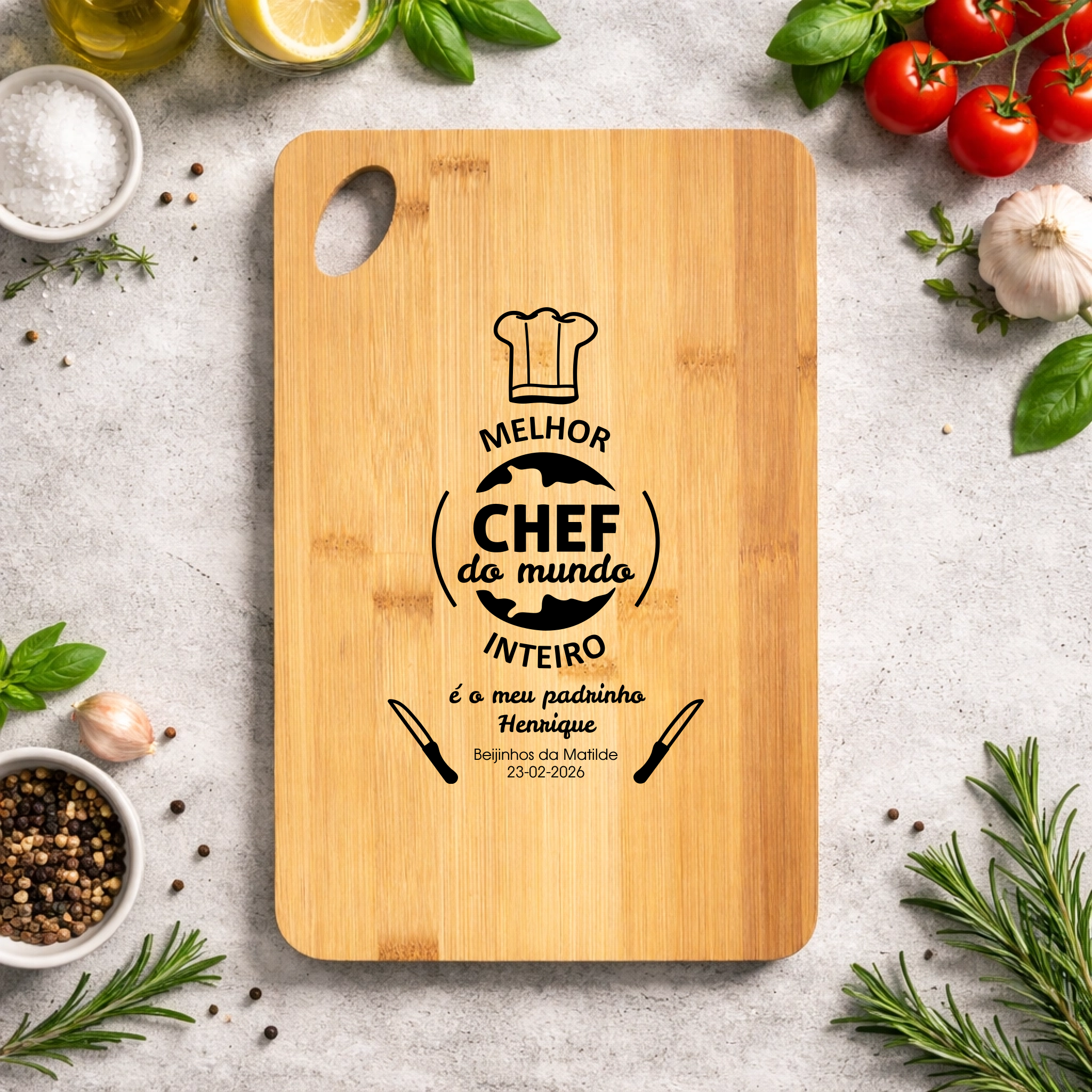 Tábua de Cozinha Personalizada em Bambu (vários modelos disponíveis) - Laser Madeira
