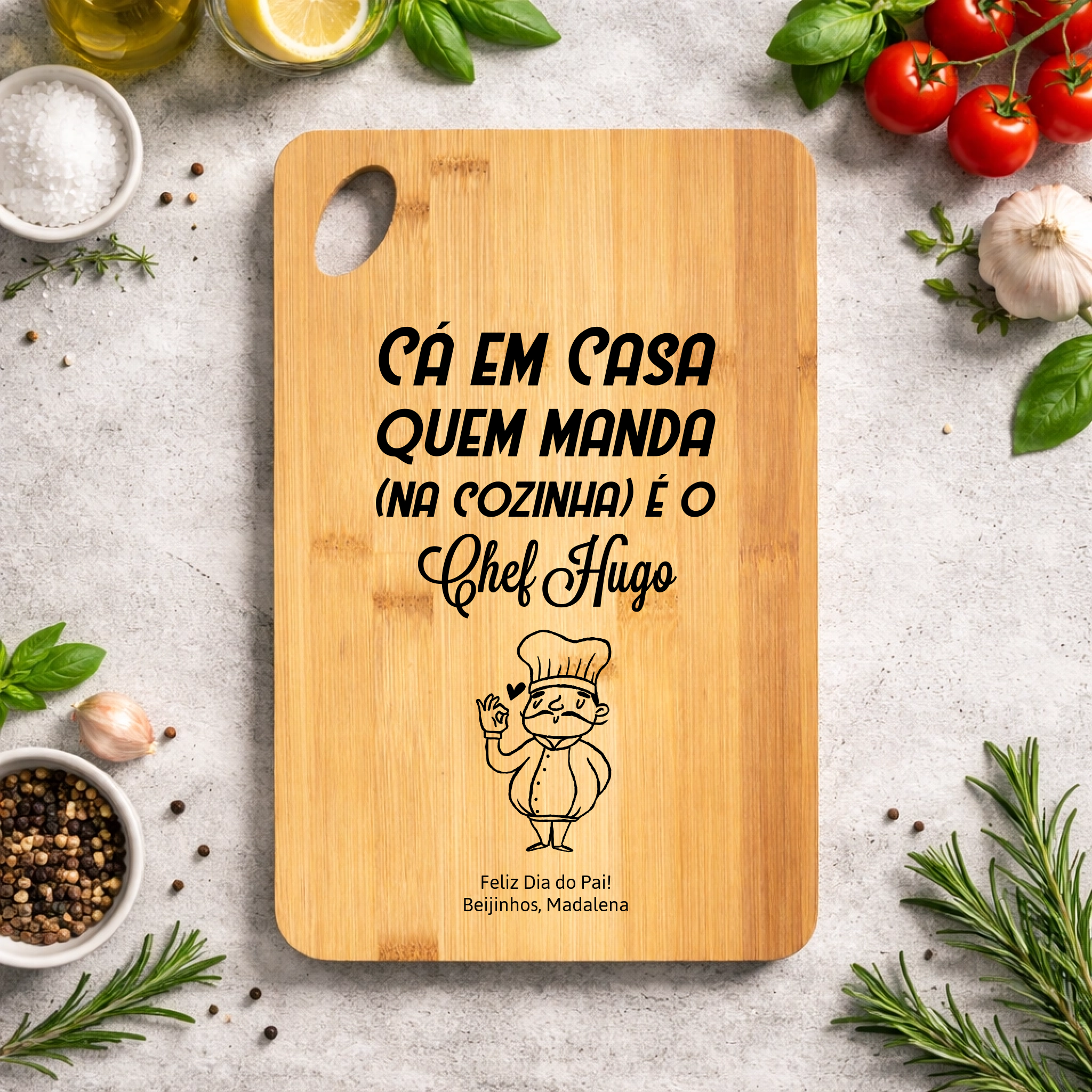Tábua de Cozinha Personalizada em Bambu (vários modelos disponíveis) - Laser Madeira