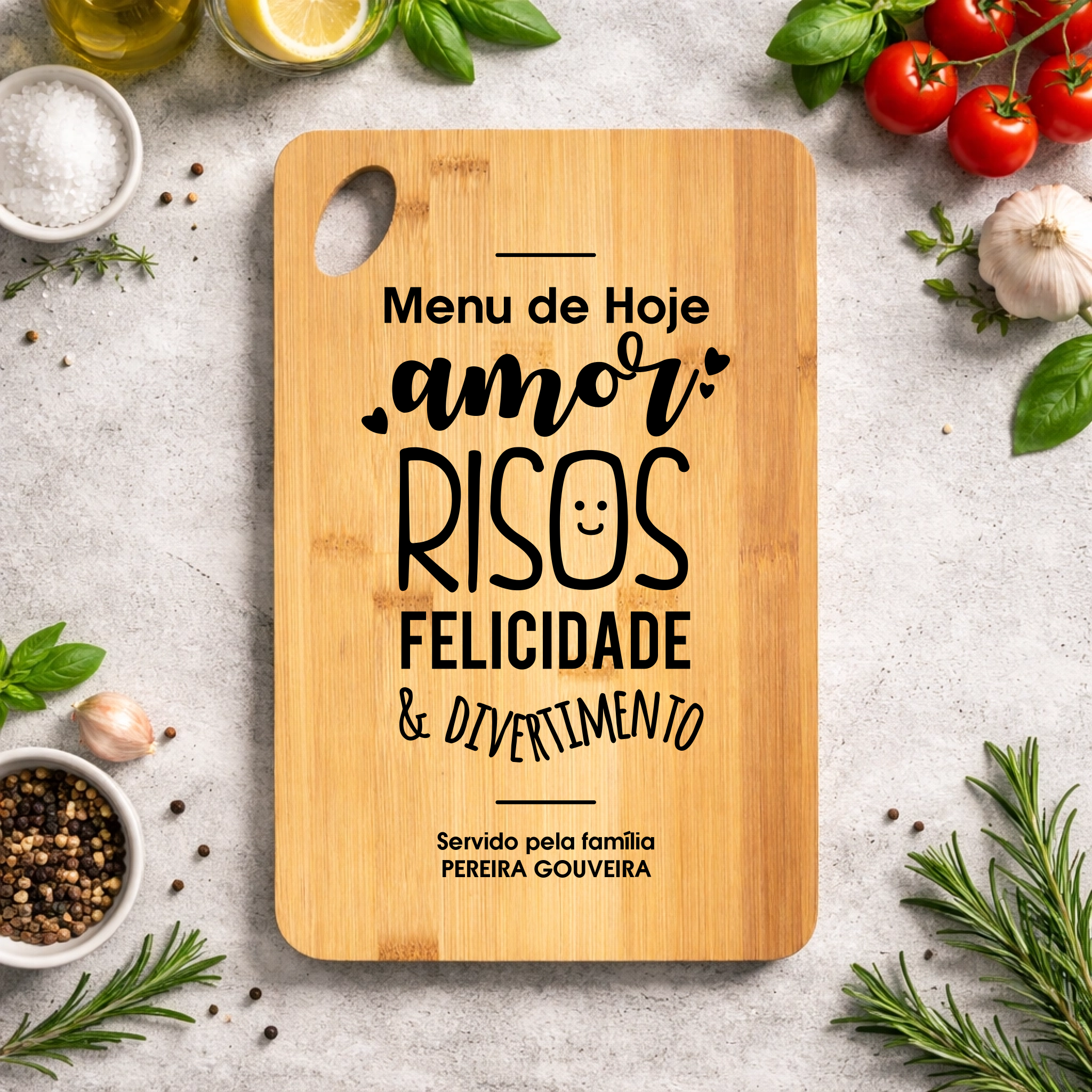 Tábua de Cozinha Personalizada em Bambu (vários modelos disponíveis) - Laser Madeira