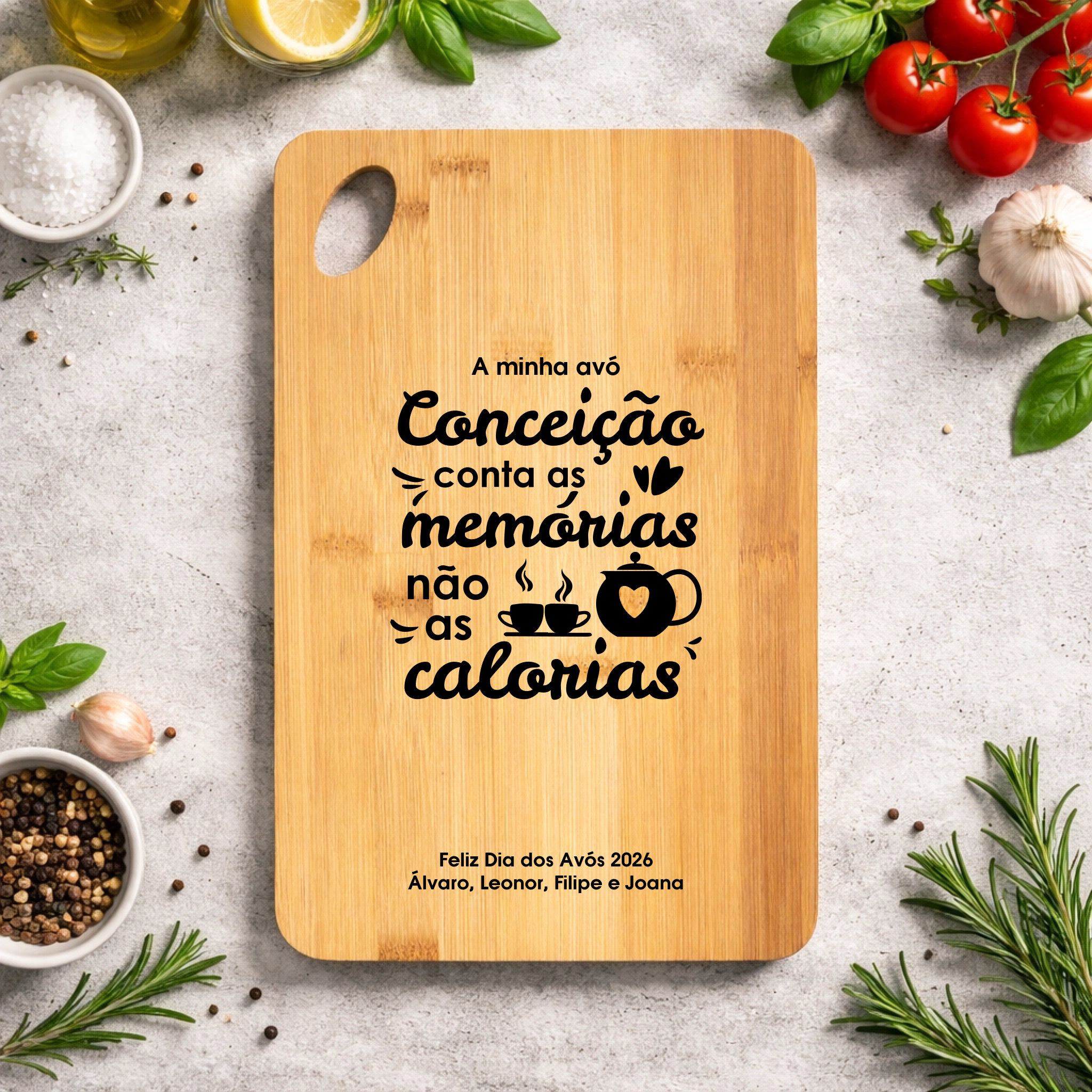 Tábua de Cozinha Personalizada em Bambu (vários modelos disponíveis) - Laser Madeira