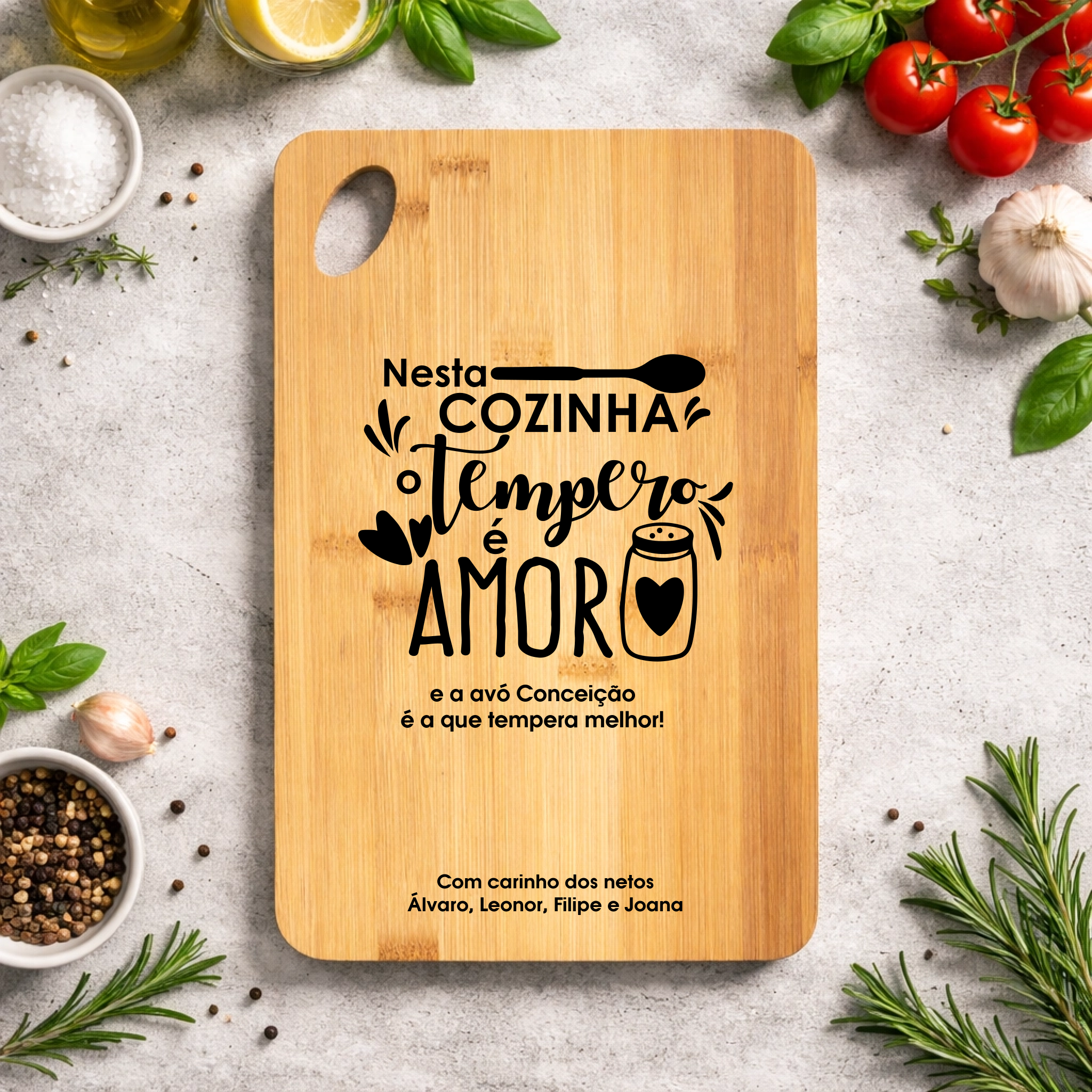 Tábua de Cozinha Personalizada em Bambu (vários modelos disponíveis) - Laser Madeira
