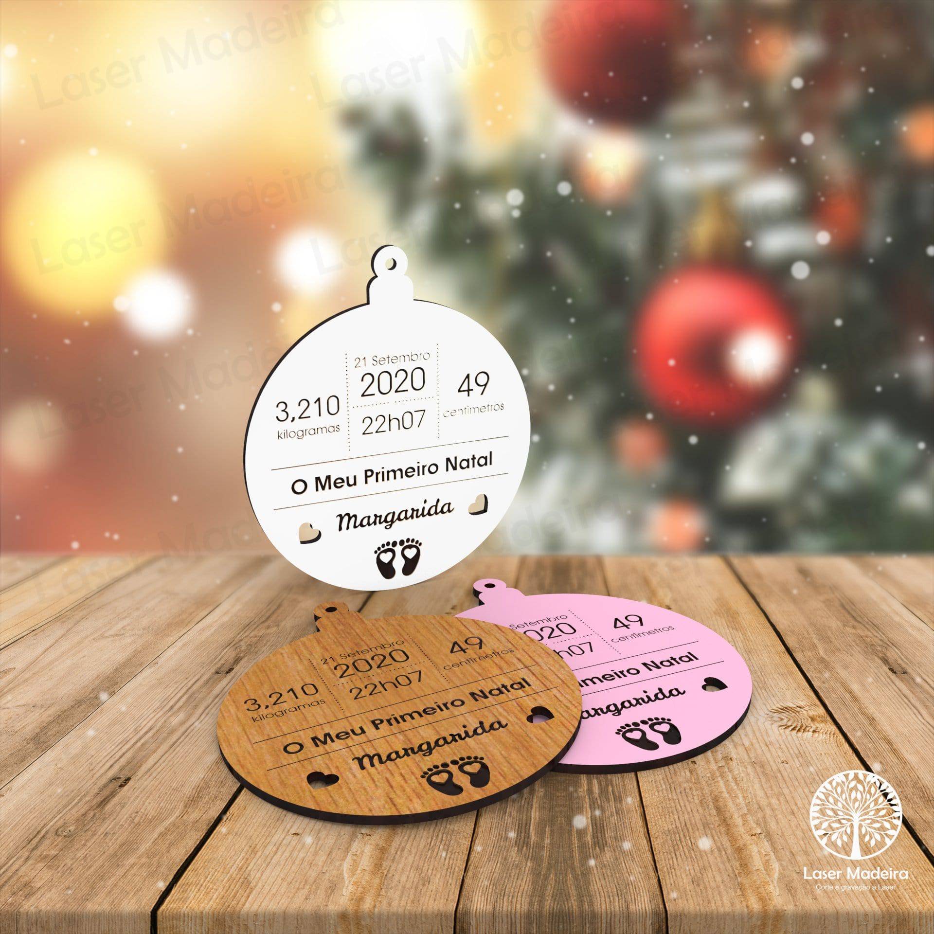 Bola de Natal Personalizada «O meu 1º Natal» - Laser Madeira