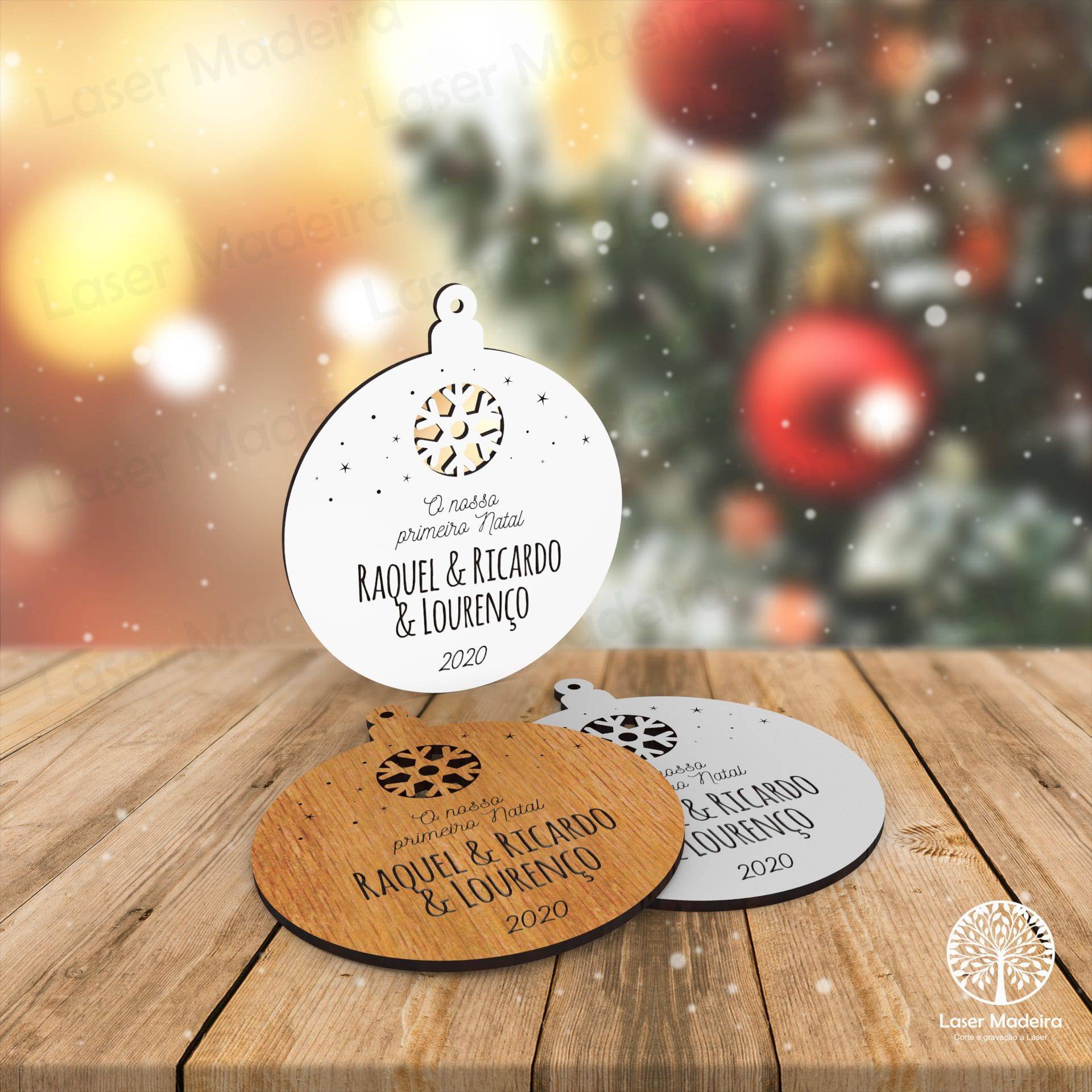 Bola de Natal Personalizada «O nosso 1º Natal» - Laser Madeira