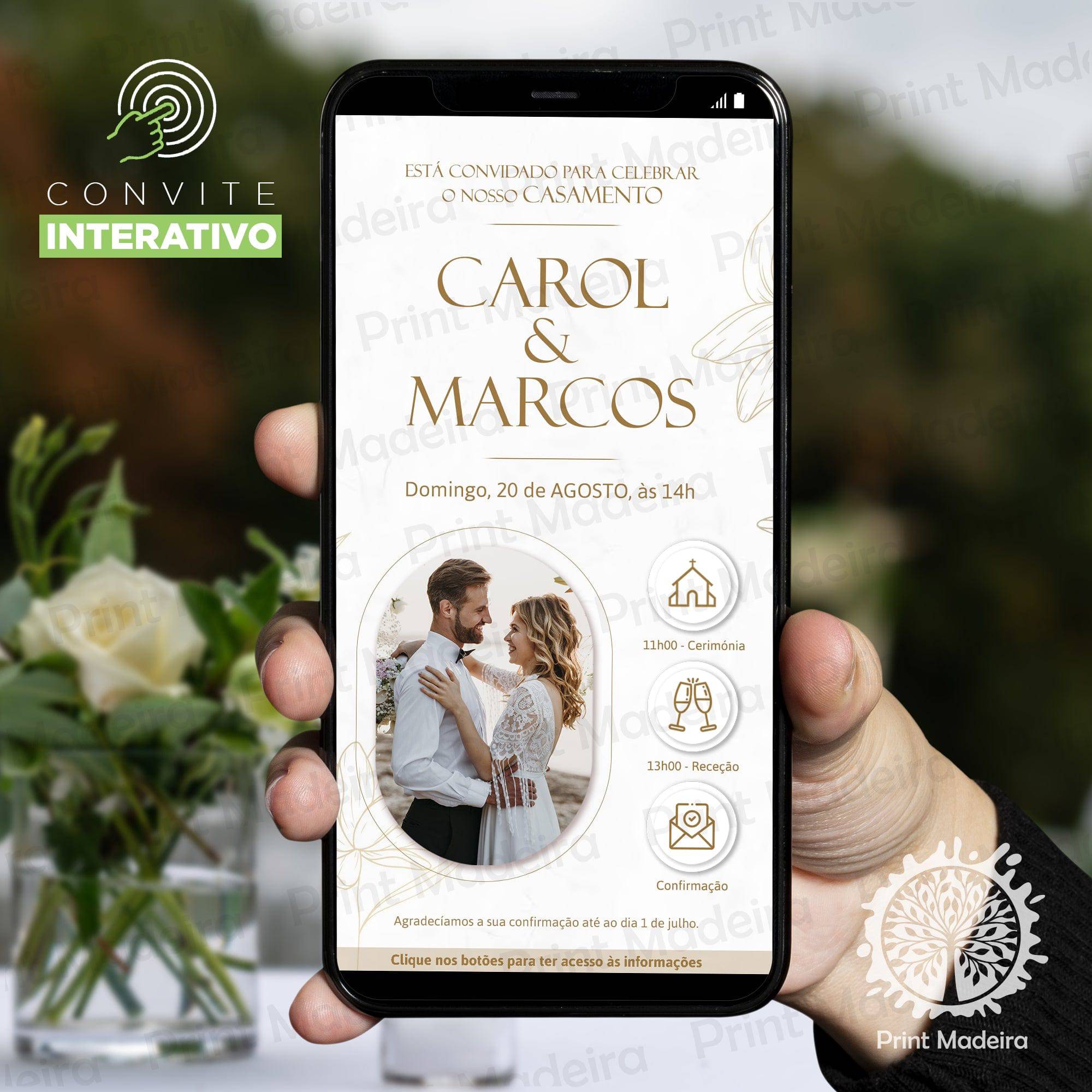 Convite Digital - Casamento - Mod. 10 - Laser Madeira