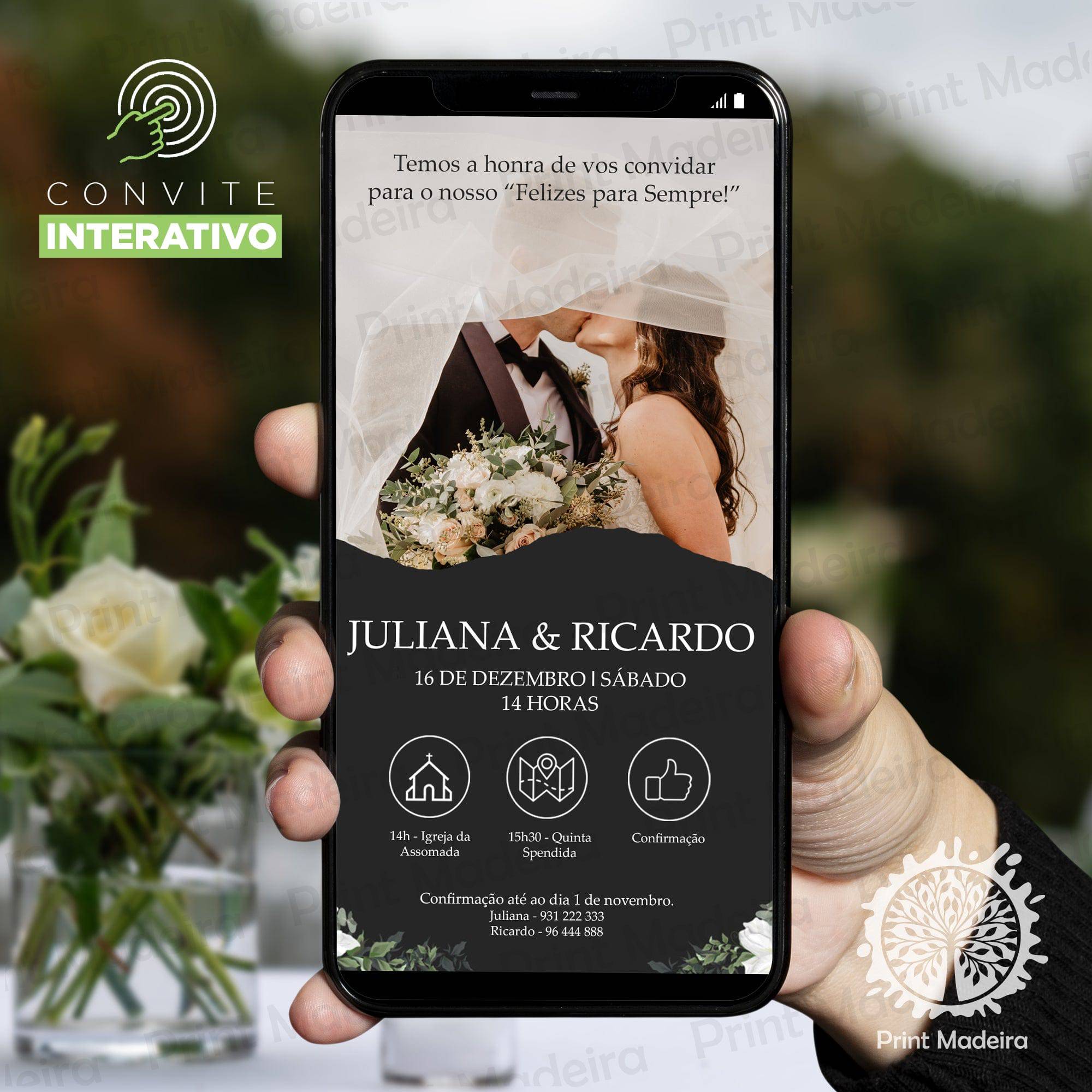 Convite Digital - Casamento - Mod. 14 - Laser Madeira