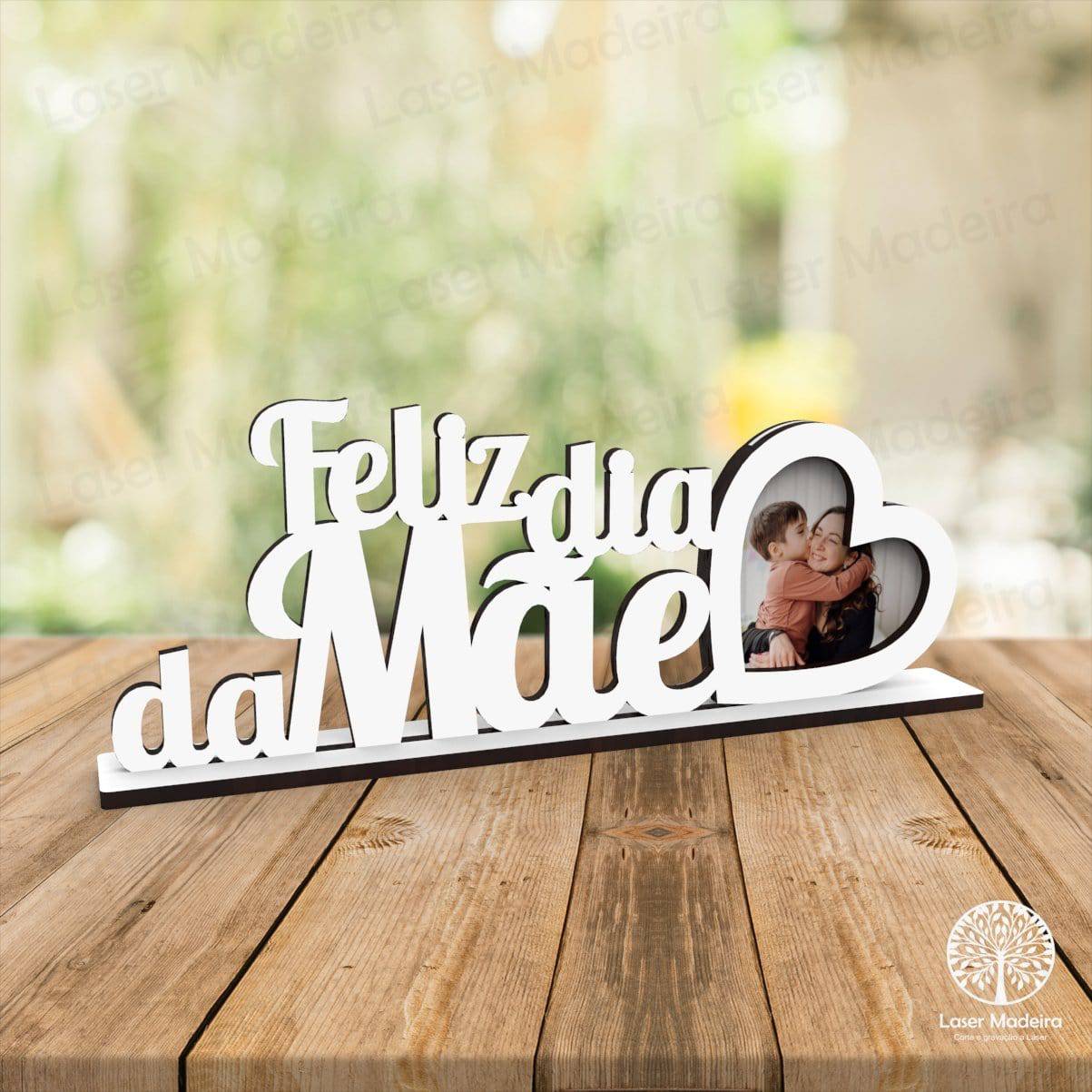 Placa «Feliz dia da Mãe» (34cm) - Laser Madeira