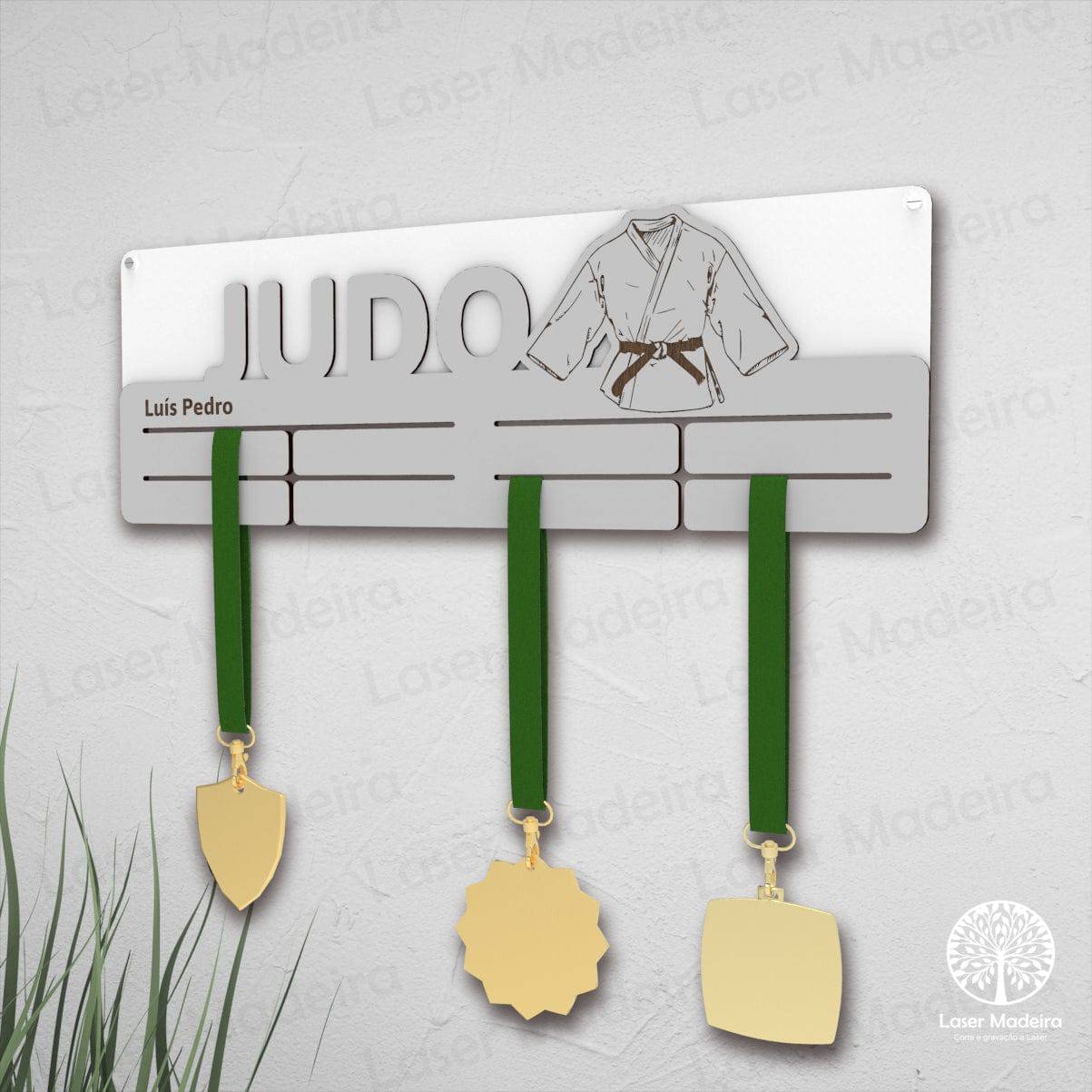 Placa Porta-Medalhas - Judo - Laser Madeira